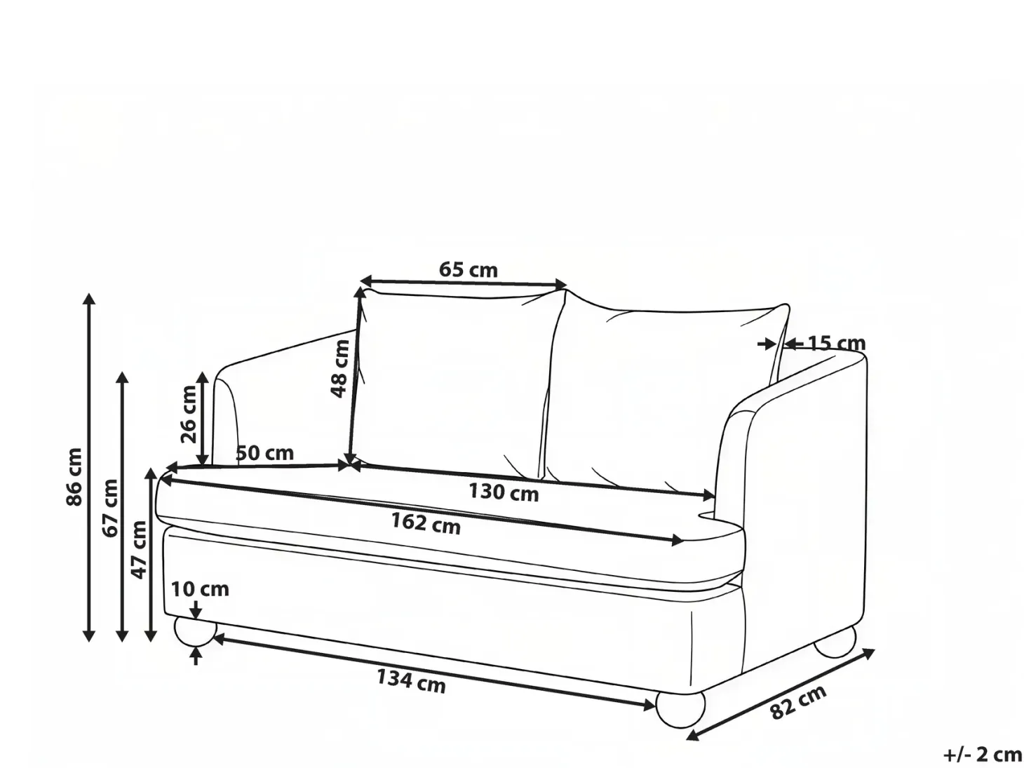 Sofa 2 personers RATTVIK Boucle Cremehvid