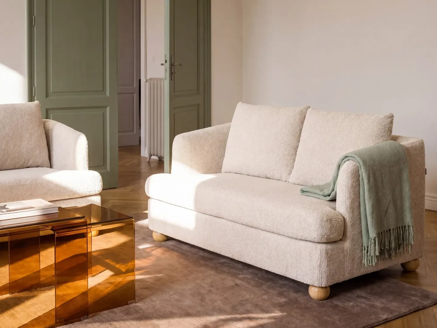 Sofa 2 personers RATTVIK Boucle Beige