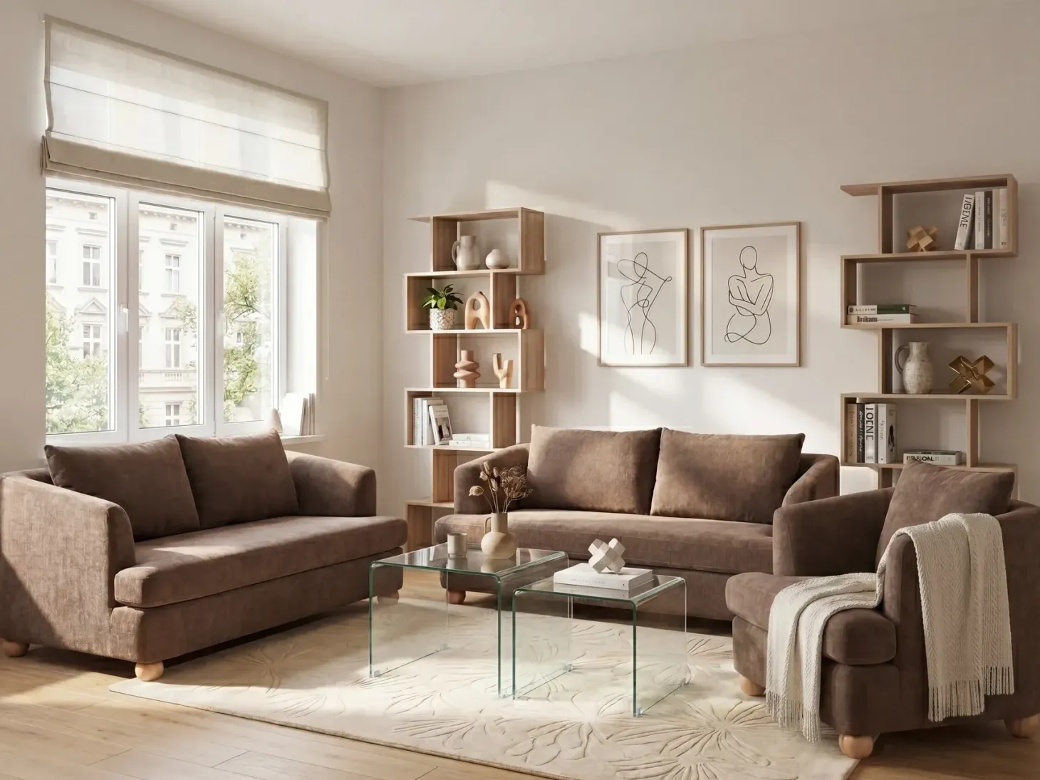 Sofa 3 personers RATTVIK Chenille Brun