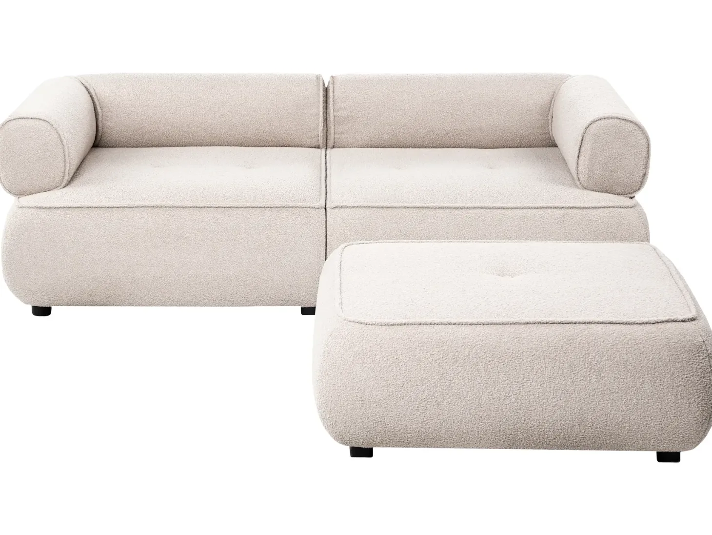Sofa 3 personers SALLA Boucle Beige med fodskammel