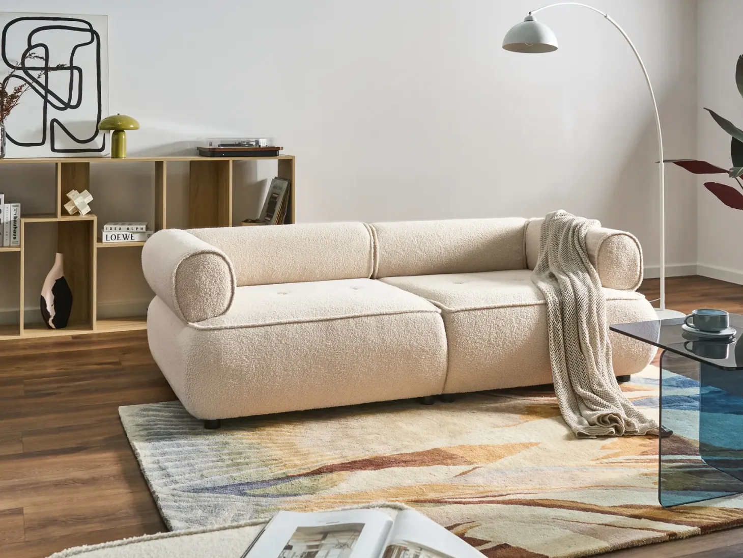 Sofa 3 personers SALLA Boucle Cremehvid