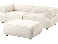 Sofa 3 personers SALLA Boucle Cremehvid med fodskammel