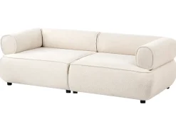 Sofa 3 personers SALLA Boucle Cremehvid med fodskammel
