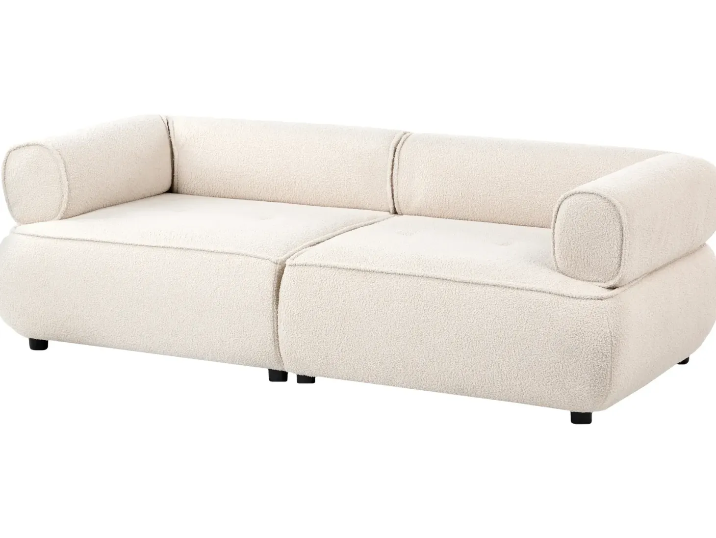 Sofa 3 personers SALLA Boucle Cremehvid med fodskammel