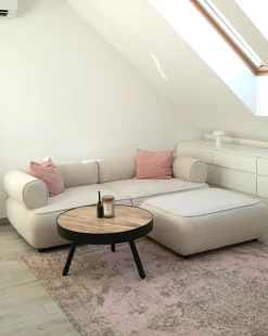 Sofa 3 personers SALLA Boucle Cremehvid med fodskammel