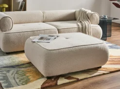 Sofa 3 personers SALLA Boucle Cremehvid med fodskammel