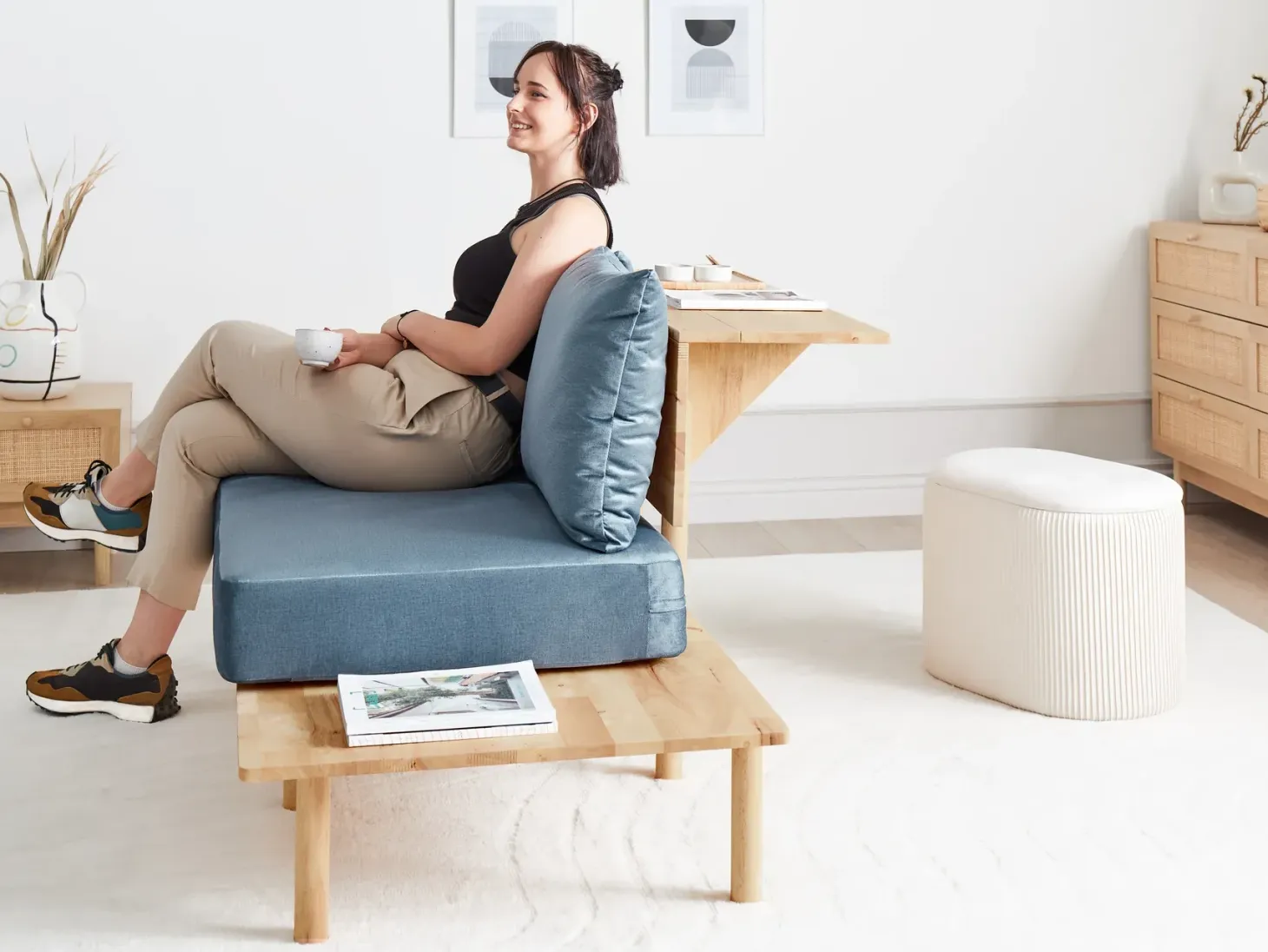 Sofa 2 personers SALO Blå med sofabord