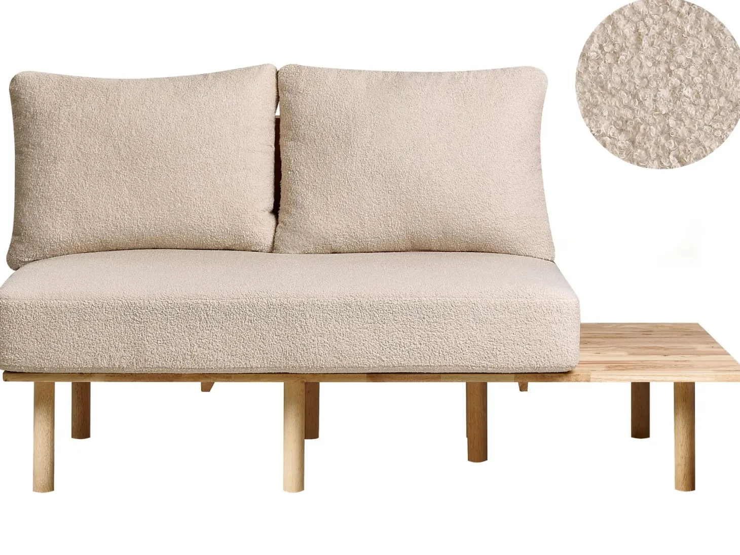 Sofa 2 personers SALO Boucle Beige med sofabord