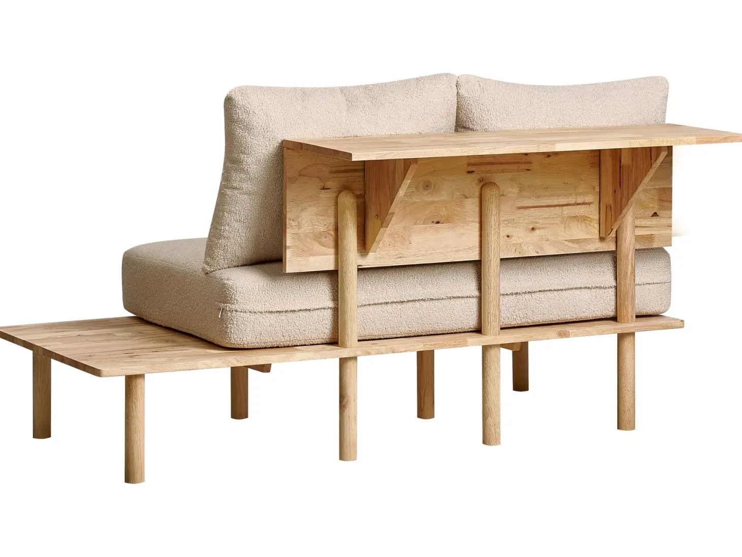 Sofa 2 personers SALO Boucle Beige med sofabord