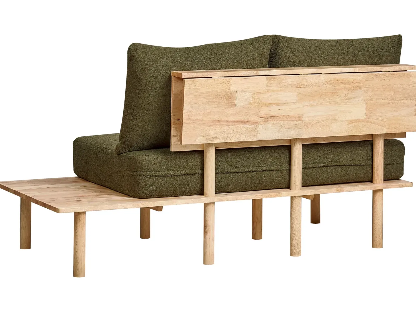 Sofa 2 personers SALO Boucle Mørkegrøn med sofabord