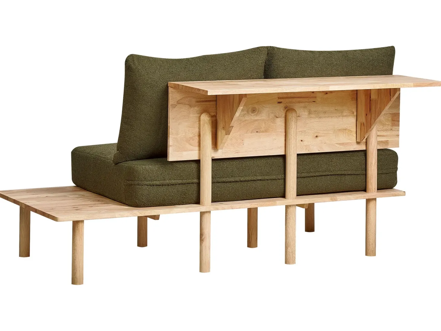 Sofa 2 personers SALO Boucle Mørkegrøn med sofabord