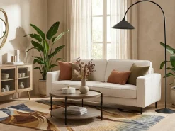Sofa 3 personers SAVALEN Boucle Hvid