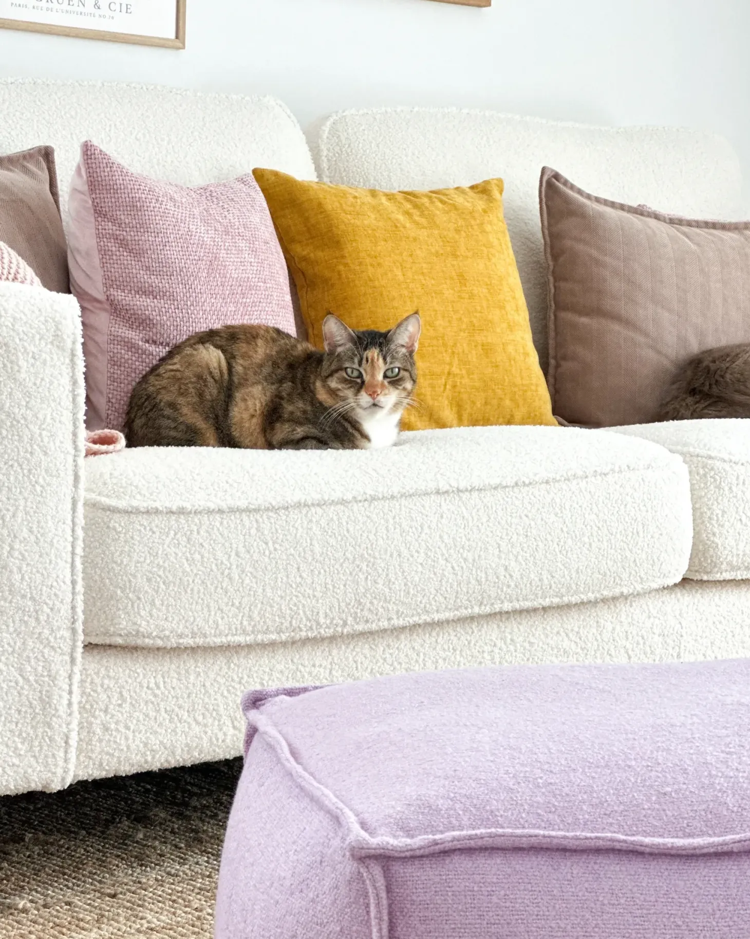 Sofa 3 personers SAVALEN Boucle Hvid