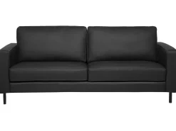 Sofa 3 personers SAVALEN Ægte læder Sort