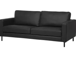 Sofa 3 personers SAVALEN Ægte læder Sort