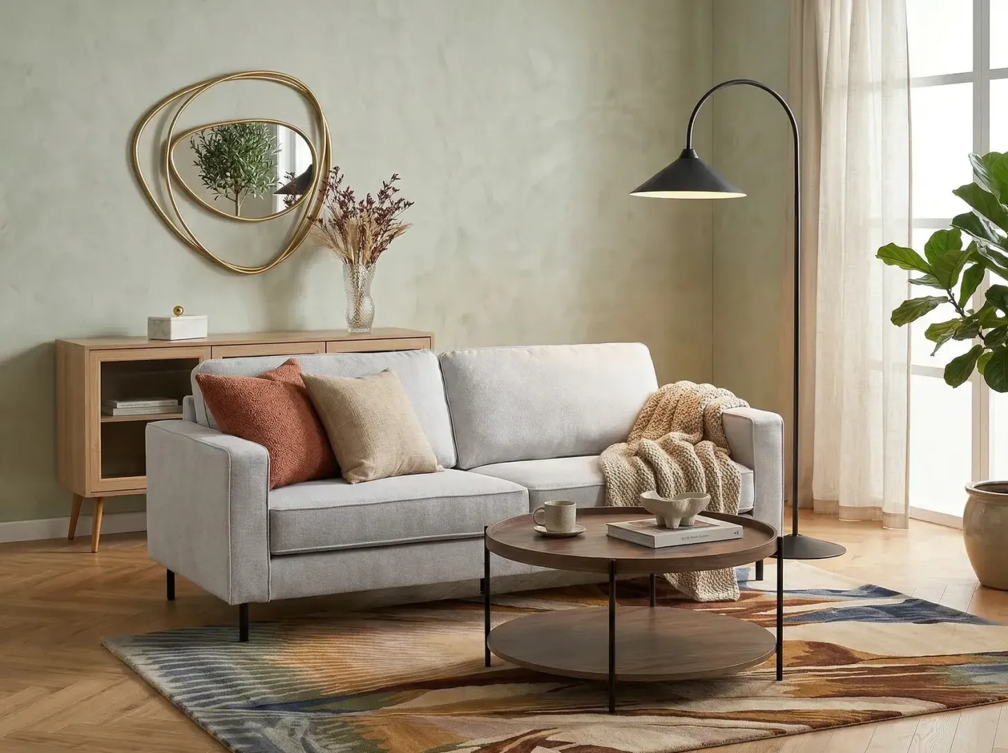 Sofa 3 personers SAVALEN Lysegrå