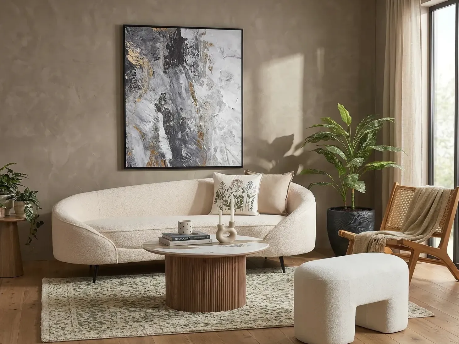 Sofa 2 personers SAVAR Boucle Beige