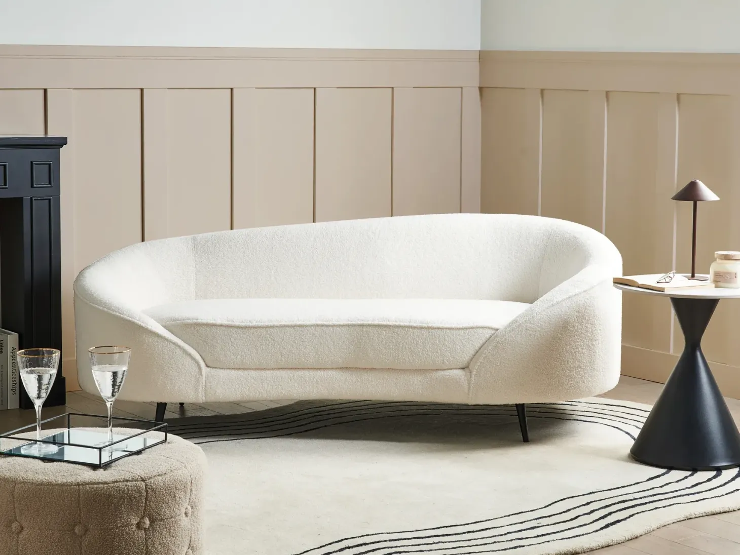 Sofa 2 personers SAVAR Boucle Hvid