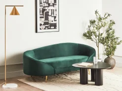 Sofa 2 personers SAVAR Velour Smaragdgrøn