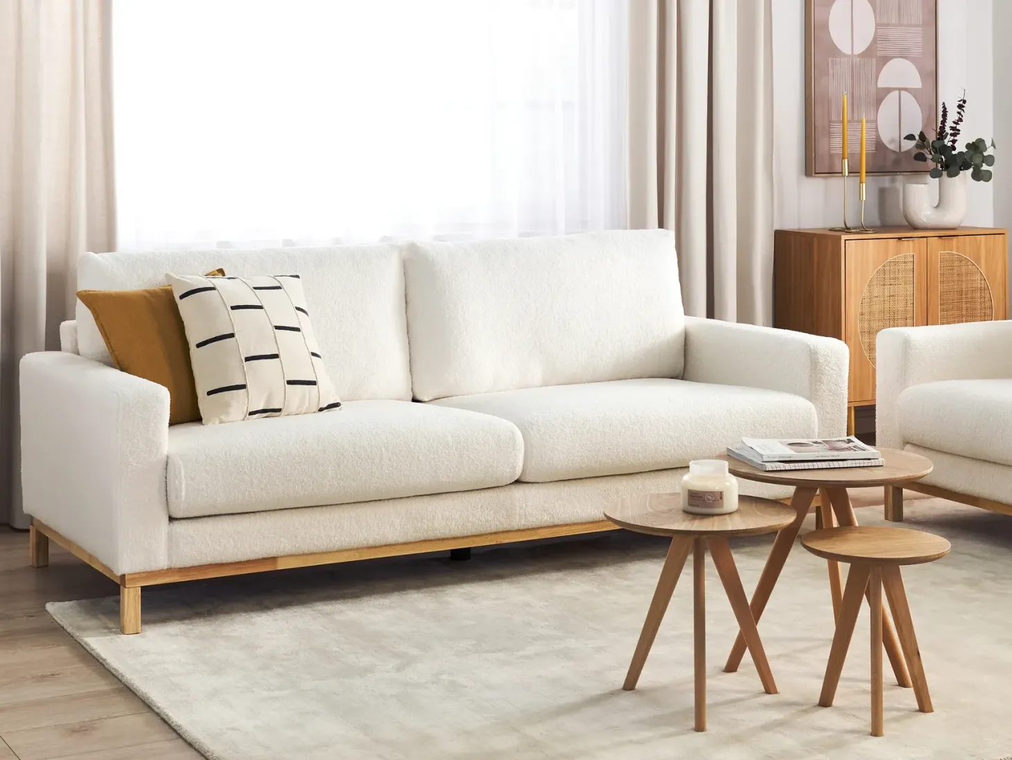 Sofa 3 personers SIGGARD Boucle Hvid
