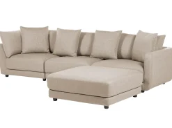 Sofa 3 personers SIGTUNA Beige med fodskammel