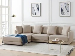 Sofa 3 personers SIGTUNA Beige med fodskammel