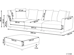 Sofa 3 personers SIGTUNA Beige med fodskammel
