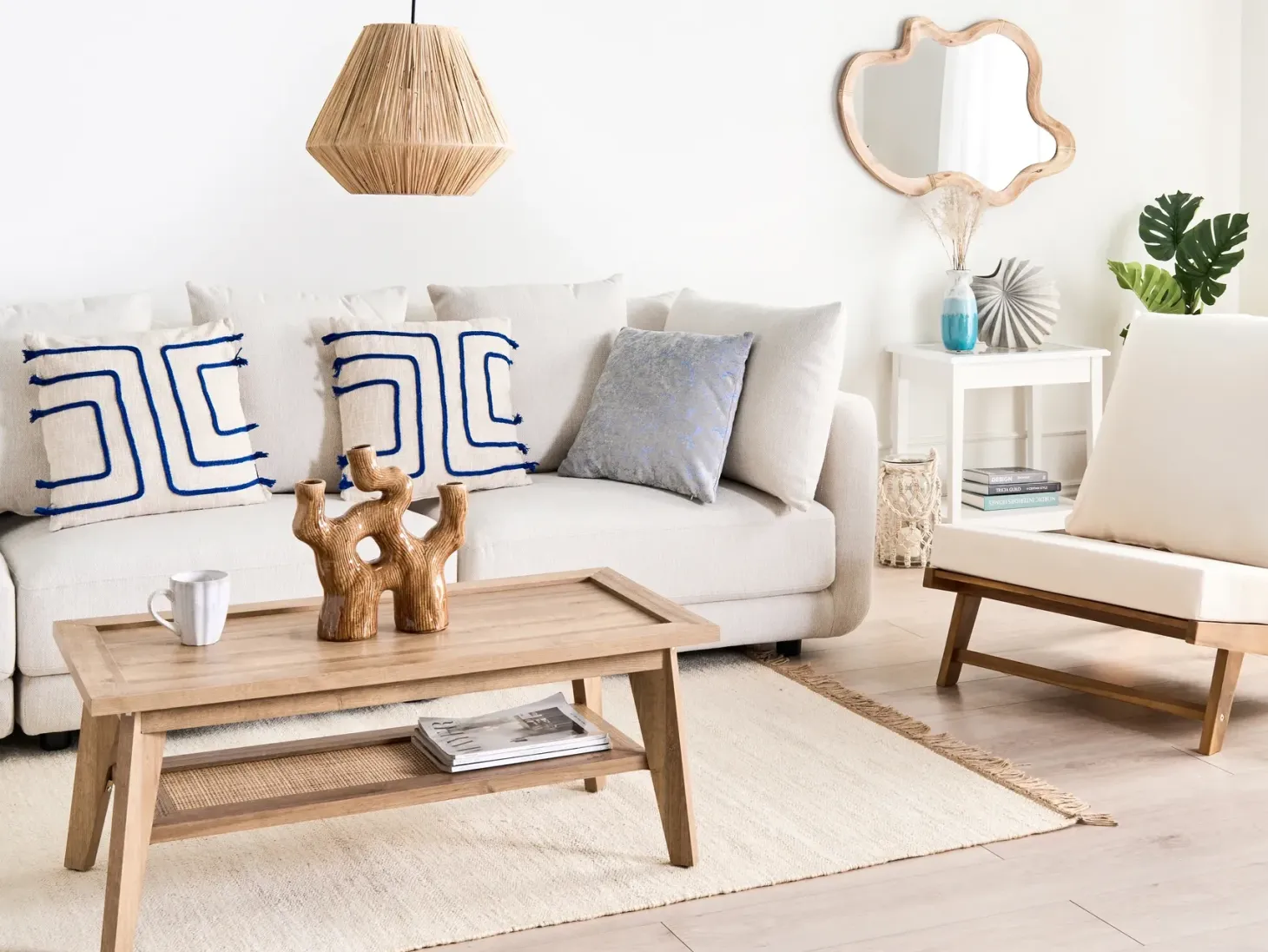 Sofa 3 personers SIGTUNA Cremehvid