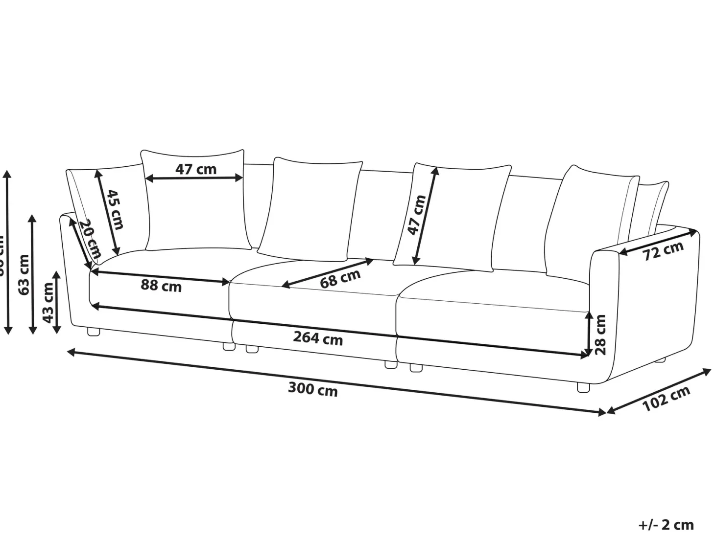 Sofa 3 personers SIGTUNA Cremehvid