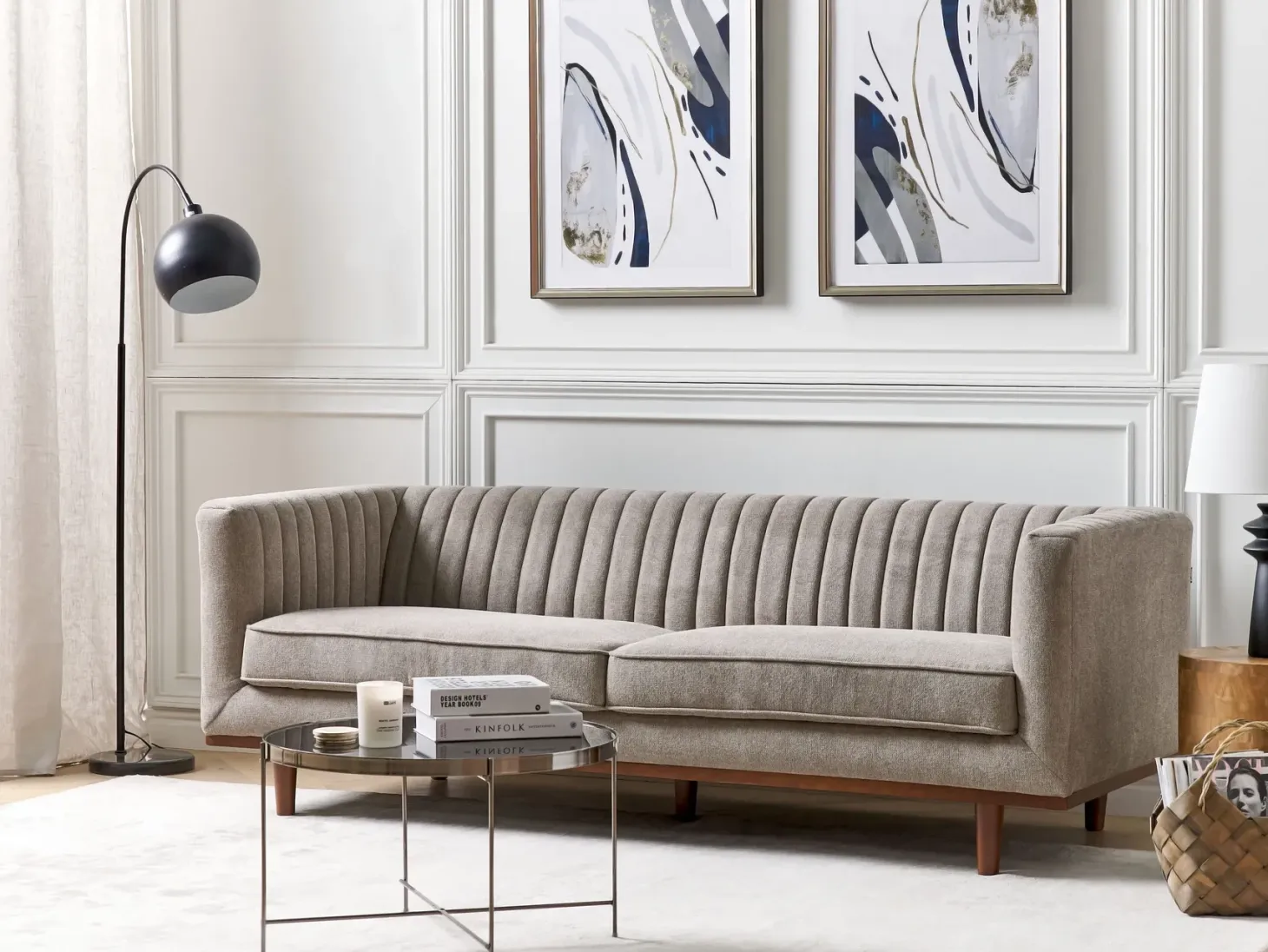 Sofa 3 personers SKAULE Lysebrun