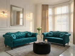 Sofa 3 personers SKIEN Velour Blågrøn