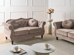 Sofa 2 personers SKIEN Velour Brungrå