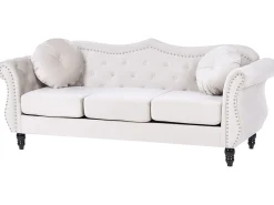 Sofa 3 personers SKIEN Velour Lys Beige