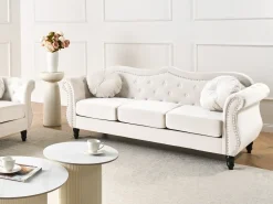 Sofa 3 personers SKIEN Velour Lys Beige