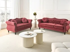 Sofa 3 personers SKIEN Velour Mørkerød