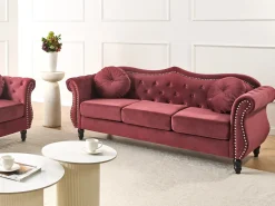 Sofa 3 personers SKIEN Velour Mørkerød