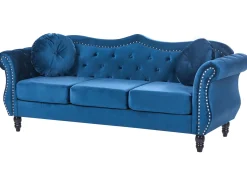 Sofa 3 personers SKIEN Velour Navy Blå