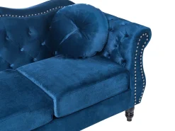 Sofa 3 personers SKIEN Velour Navy Blå