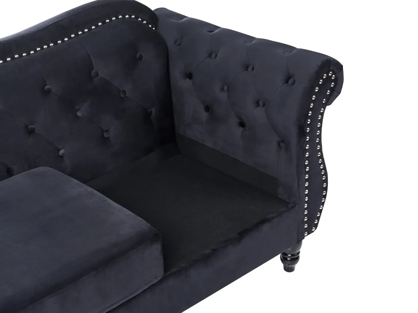 Sofa 3 personers SKIEN Velour Sort