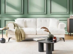 Sofa 3 personers SKIVE Boucle Hvid