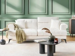 Sofa 3 personers SKIVE Boucle Hvid