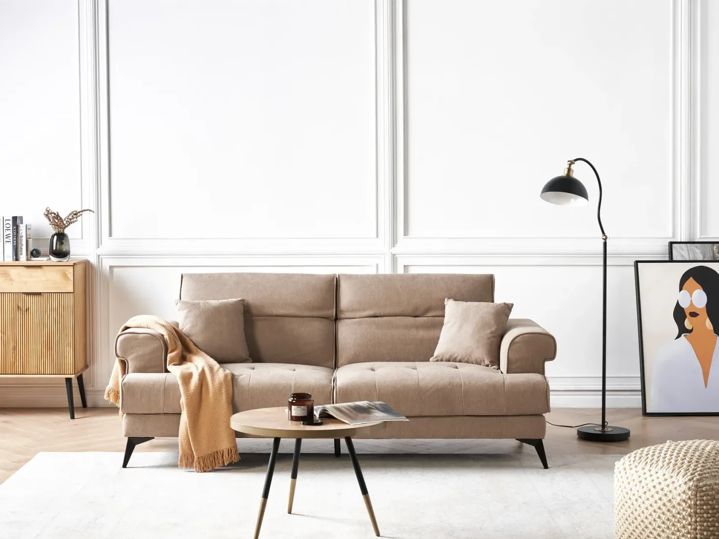 Sofa 3 personers SKIVE Lysebrun