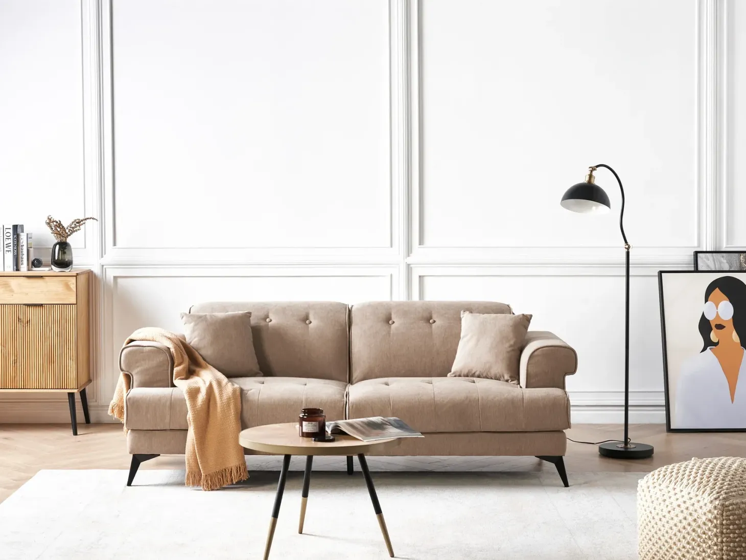 Sofa 3 personers SKIVE Lysebrun