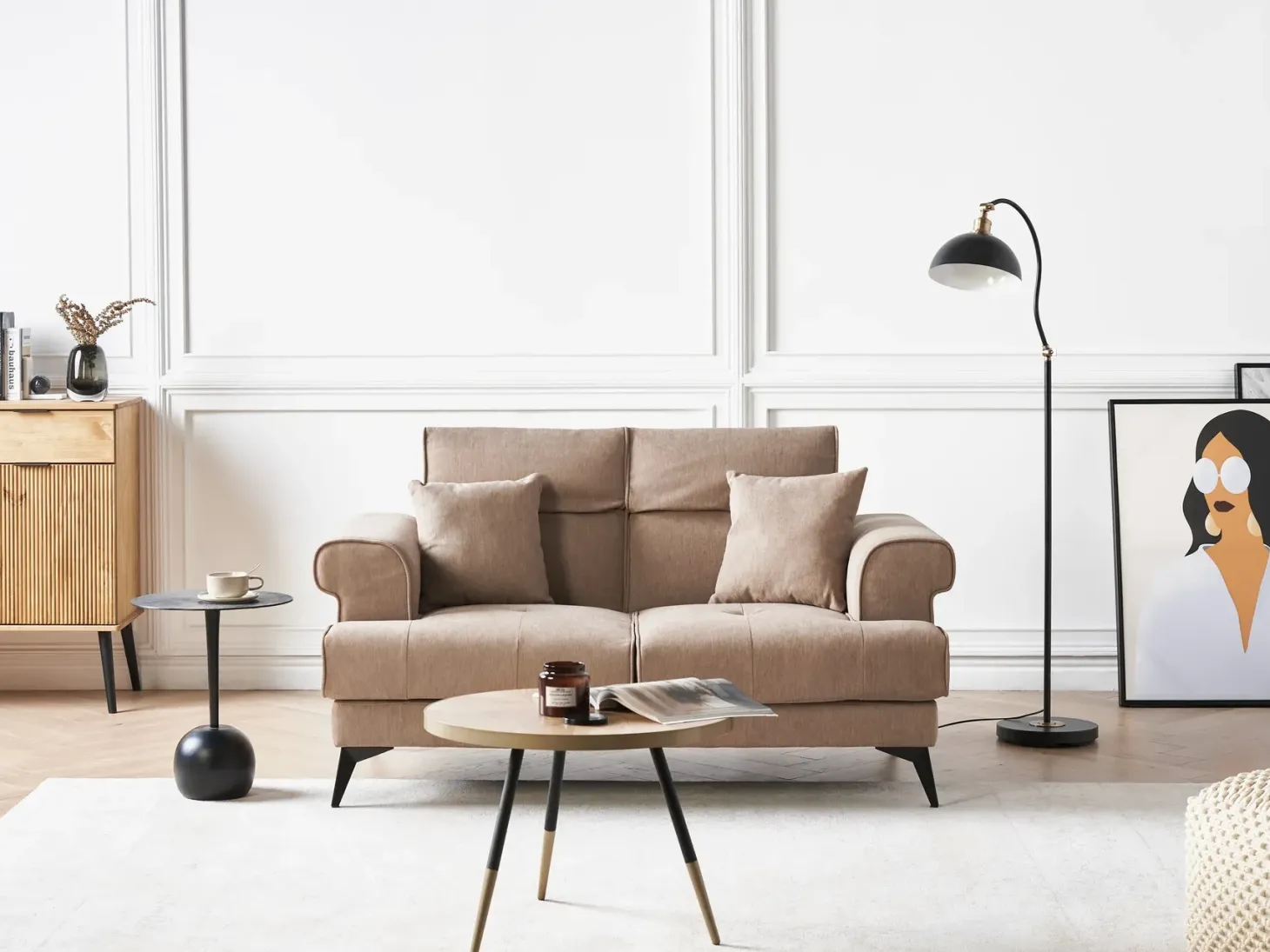 Sofa 2 personers SKIVE Lysebrun