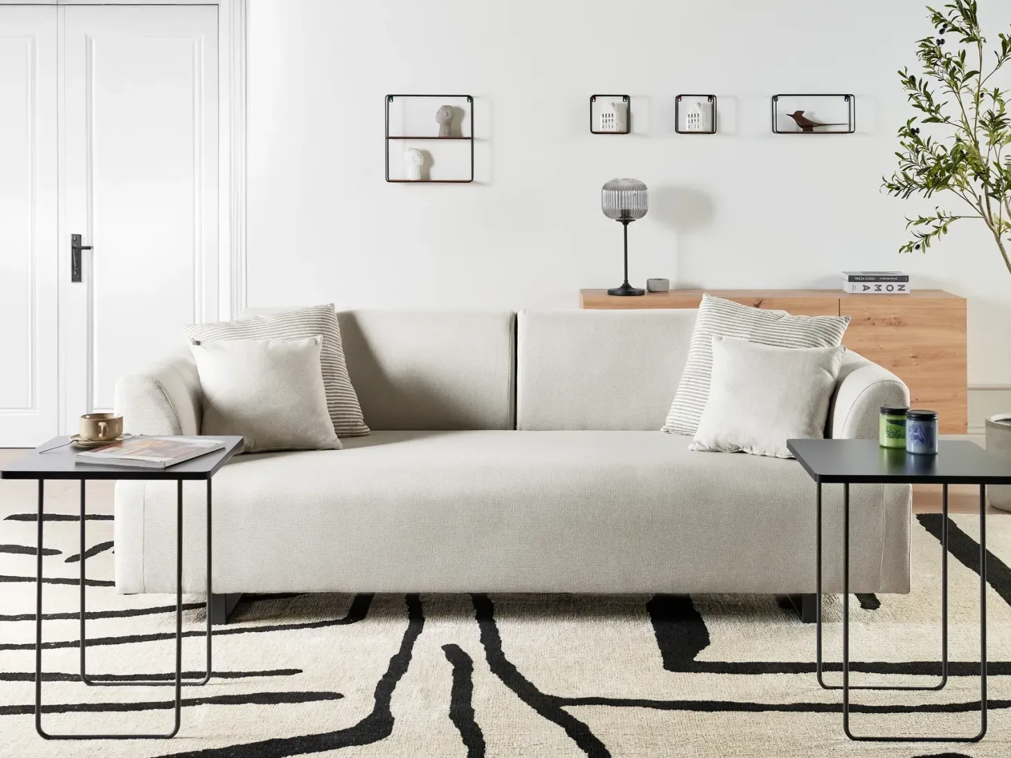 Sofa 3 personers SOKNA Lys Beige med sofabord