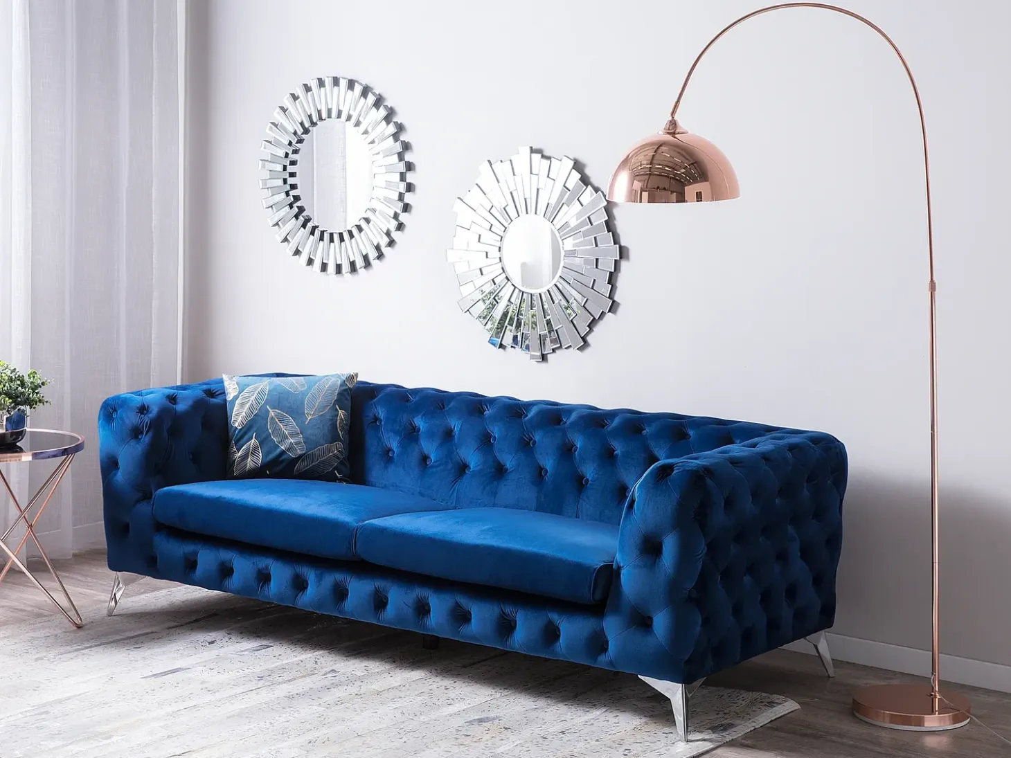 Sofa 3 personers SOTRA Velour Navy Blå