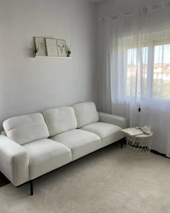 Sofa 3 personers SOVIK Boucle Cremehvid