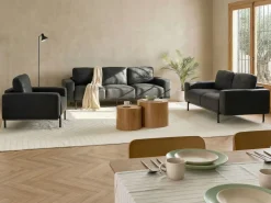 Sofa 3 personers SOVIK Kunstlæder Sort