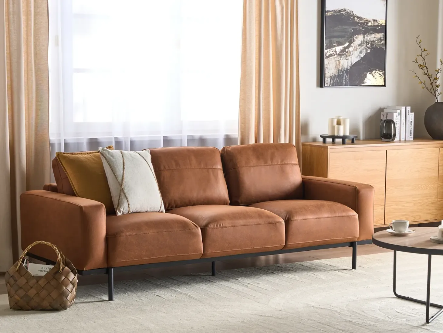 Sofa 3 personers SOVIK Kunstlæder Brun