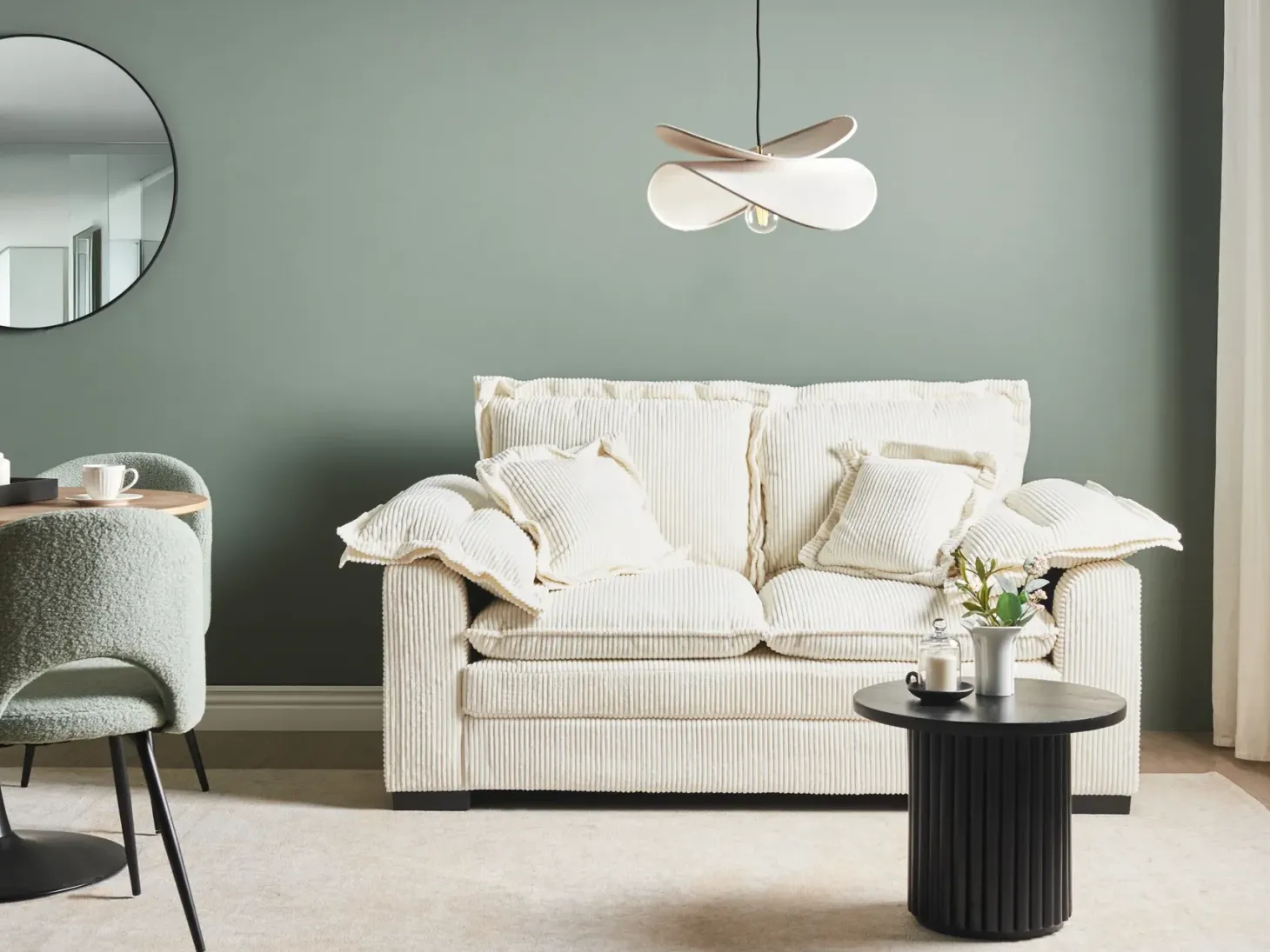 Sofa 2 personers TIRRO Fløjl Hvid